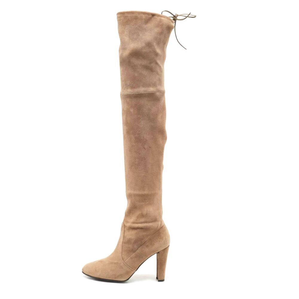 Stuart Weitzman Tieland Suede Over The Knee Boots Beige Size US 7